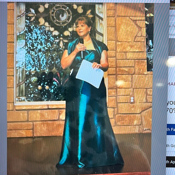 Jade Couture Mother of the Bride Teal Gown - Picture 14 of 16